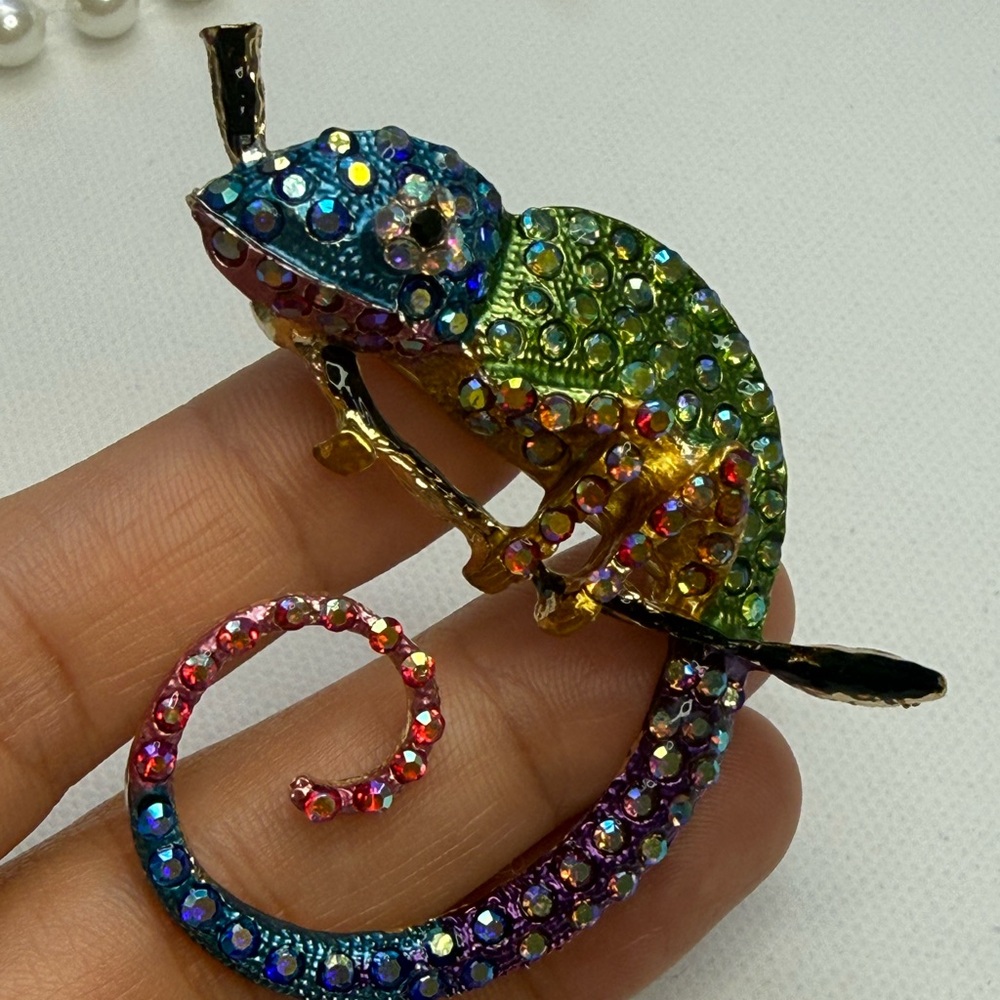 Betsy Johnson Colorful Chameleon Brooch - Picture 5 of 5